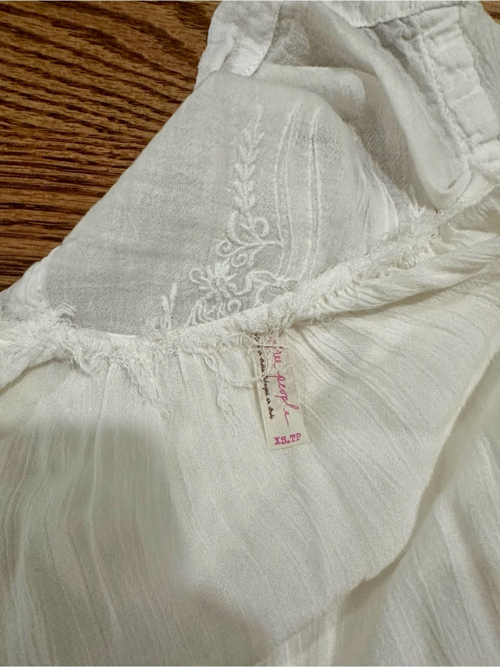 Free People White Gauzy Embroidered Spaghetti Strap Swing Tank - Picture 5 of 5